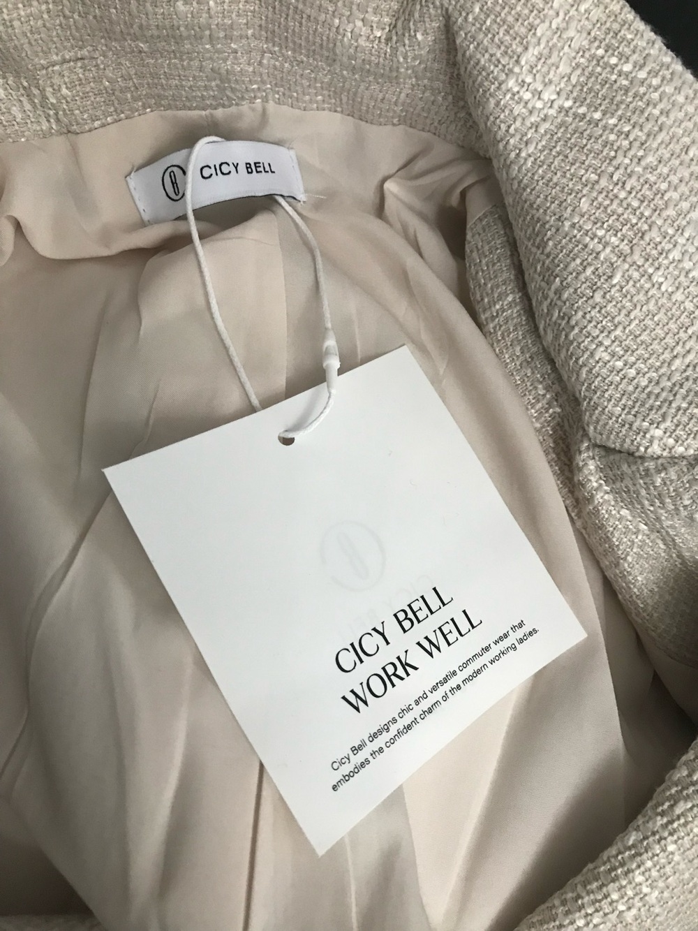 NWT City Bell Cream Double-Breasted Textured Blazer M - Picture 7 of 8
